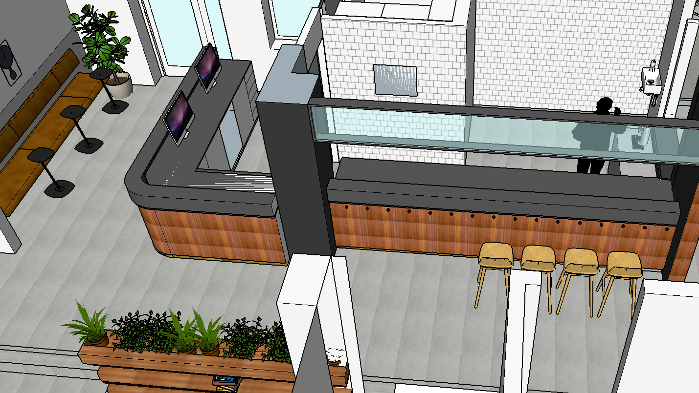 3D-render av receptionsdisken med fällbar del